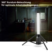 STAHLWERK 360° LED-Turm-Baustrahler TBS-30 ST | 30 Watt | 2.400 Lumen | 6.500 K Tageslichtfarbe | Li-Ion-Akku 7,4 V / 8000 mAh | IP44 | Akku-Arbeitsleuchte