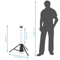 STAHLWERK 360° LED-Turm-Baustrahler TBS-30 ST | 30 Watt | 2.400 Lumen | 6.500 K Tageslichtfarbe | Li-Ion-Akku 7,4 V / 8000 mAh | IP44 | Akku-Arbeitsleuchte