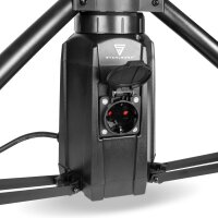 STAHLWERK Reflektor wieżowy LED 360° TBS-100 ST | 100 W | 7500 lumenów | 5000 K barwa światła dziennego | IP44 | Gniazdo pomocnicze 230 V | Wytrzymały reflektor roboczy LED