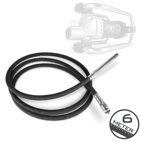 STAHLWERK botella vibratoria Ø 35 mm | 600 cm de longitud de manguera | vibrador interior con eje flexible para vibradores eléctricos de hormigón | manguera vibratoria para compactadores de hormigón, vibradores de botella y vibradores de hormigón