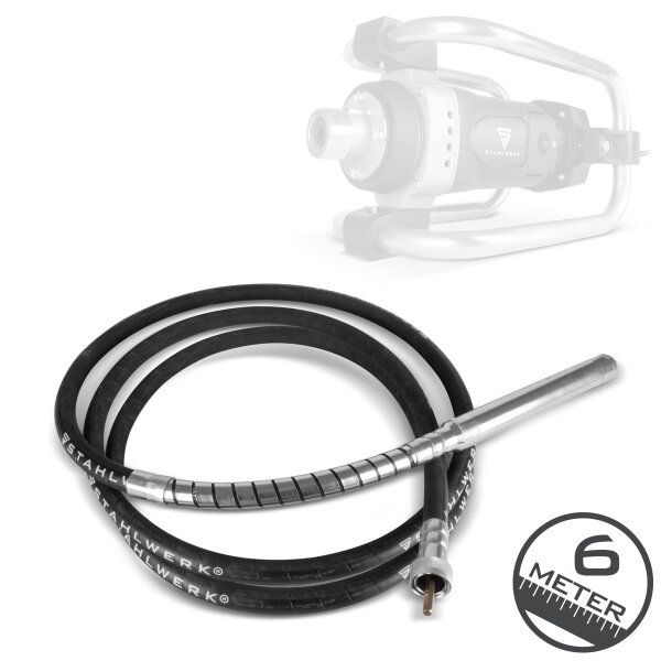 STAHLWERK vibrationsflaske Ø 45 mm | 600 cm slangelængde | stavvibrator med fleksibel aksel til elektriske betonvibratorer | vibrationsslange til betonkomprimatorer, flaskevibratorer og betonvibratorer