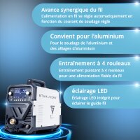 STAHLWERK MIG MAG 200 Spot Puls Pro Digital Kit Alu | Poste à souder sous protection gazeuse | IGBT Inverter 200 A | Dévidoir de fil synergique | Entraînement à 4 galets, FLUX, Lift-TIG, MMA, CuSi, MIG pulsé pour laluminium
