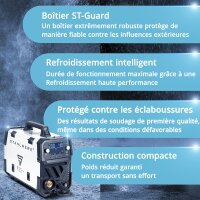 STAHLWERK MIG MAG 200 Spot Puls Pro Digital Kit Alu | Poste à souder sous protection gazeuse | IGBT Inverter 200 A | Dévidoir de fil synergique | Entraînement à 4 galets, FLUX, Lift-TIG, MMA, CuSi, MIG pulsé pour laluminium