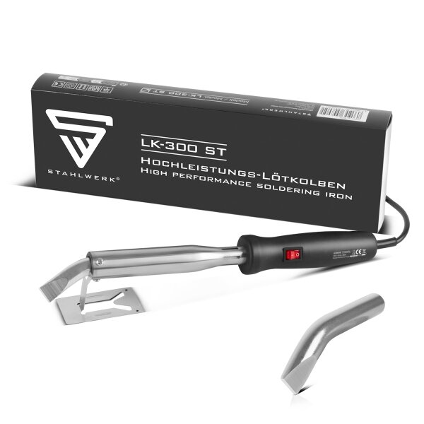 STAHLWERK krachtige soldeerbout LK-300 ST | Elektrisch soldeerapparaat inclusief vervangende soldeerstiften | Soldeerstation met 300 W vermogen | 500°C piektemperatuur voor solderen en desolderen