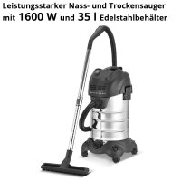 STAHLWERK Nass- und Trockensauger VCL-1600 ST | 1600 W Industriesauger mit 35 l Edelstahlbehälter | Blasfunktion und Sicherheitsabschaltung | Umfangreiches Zubehörpaket | Robuster Werkstattsauger