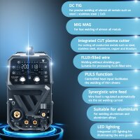 STAHLWERK CTM-250 Puls Pro 6-in-1 kaasusuojattu yhdistelmähitsauskone 200 A | pulssitoiminto | synerginen langansyöttö | integroitu 45 A plasmaleikkuri CUT| TIG | MIG MAG | PULS | MMA| FLUX