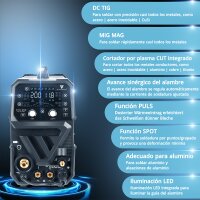 STAHLWERK CTM-250 Puls Pro Soldadora combinada 6 en 1 con protección de gas 200 A | función de pulsos | alimentación de hilo sinérgica | cortadora de plasma integrada 45 A CUT| TIG | MIG MAG | PULS | MMA| FLUX