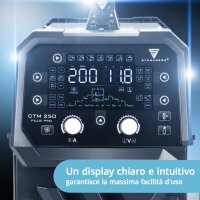 STAHLWERK CTM-250 Puls Pro 6-in-1 saldatrice combinata schermata a gas 200 A | funzione impulsiva | avanzamento filo sinergico | taglierina al plasma integrata 45 A TAGLIO| TIG | MIG MAG | PULS | MMA| FLUX