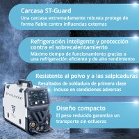 STAHLWERK CTM-250 Puls Pro Soldadora combinada 6 en 1 con 200 A | totalmente equipada | cortadora de plasma de 45 A | función de pulsos | alimentador de hilo sinérgico | TIG | MIG MAG | PULS | MMA | FLUX