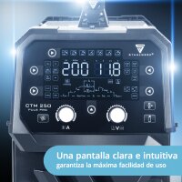 STAHLWERK CTM-250 Puls Pro Soldadora combinada 6 en 1 con 200 A | totalmente equipada | cortadora de plasma de 45 A | función de pulsos | alimentador de hilo sinérgico | TIG | MIG MAG | PULS | MMA | FLUX