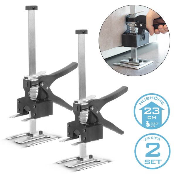 B-Ware: Hebewerkzeug 2er Set mit 220 kg Tragkraft und 23 cm Hubhöhe