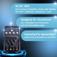 STAHLWERK AC/DC TIG 200 ST | Soldadora TIG con 200 A | Combi inverter AC/DC TIG y MMA/E-Hand | Ignici&oacute;n HF | Hotstart y anti-stick | Modo 2T y 4T | Smart cooling