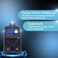 STAHLWERK ARC 200 MD elektrodesvejsemaskine DC MMA, MMA, Lift-TIG Welder | Trinl&oslash;s regulering | &AElig;gte 200 ampere | Meget kompakt og let | Hot-start, anti-stick, smart k&oslash;ling | IGBT-teknologi