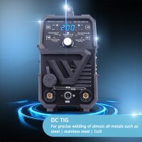 STAHLWERK DC TIG 200 ST | Spawarka kombinowana 2 w 1 | TIG MMA | 200 amperów | Zapłon HF, gorący start, zapobieganie przywieraniu | Do stali, stali nierdzewnej, miedzi, mosiądzu | Nie nadaje się do aluminium