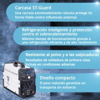STAHLWERK DC TIG 200 ST | Soldadora combinada 2 en 1 | TIG MMA | 200 amperios | Encendido HF, arranque en caliente, antiadherente | Para acero, acero inoxidable, cobre, latón | No apta para aluminio