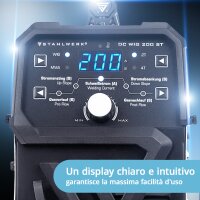 STAHLWERK DC TIG 200 ST | Saldatrice combinata 2 in 1 | TIG MMA | 200 ampere | Accensione HF, avviamento a caldo, antiaderente | Per acciaio, acciaio inox, rame, ottone | Non adatta allalluminio