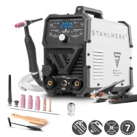 STAHLWERK DC TIG 200 ST | Poste de soudage combiné 2 en 1 | TIG MMA | 200 ampères | Allumage HF, Hotstart, Anti-Stick | Pour acier, inox, cuivre, laiton | Ne convient pas pour laluminium