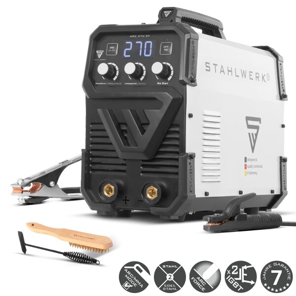 Soldadora STAHLWERK ARC-270 ST | Soldadora eléctrica manual 270 A | Soldadura con electrodo MMA | Inversor Lift-TIG 400 V | Protección contra sobrecalentamiento integrada | Refrigeración inteligente | Control inteligente de la temperatura