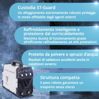 STAHLWERK Saldatrice ARC-270 ST | Saldatrice elettrica manuale 270 A | Saldatura con elettrodo MMA | Inverter Lift-TIG 400 V | Protezione integrata contro il surriscaldamento | Raffreddamento intelligente | Controllo intelligente della temperatura