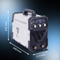 Soldadora STAHLWERK ARC-270 ST | Soldadora el&eacute;ctrica manual 270 A | Soldadura con electrodo MMA | Inversor Lift-TIG 400 V | Protecci&oacute;n contra sobrecalentamiento integrada | Refrigeraci&oacute;n inteligente | Control inteligente de la temperatura