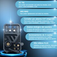 STAHLWERK CTM-250 ST Soldadora combinada TIG + MIG/MAG + MMA/ARC + CUT/Plasma con funci&oacute;n de plasma de 200 amperios y 45 amperios