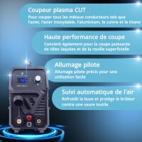 STAHLWERK D&eacute;coupeur plasma CUT 50 P | D&eacute;coupeur plasma inverter 45 A | Allumage pilote HF | Affichage num&eacute;rique | Capacit&eacute; de coupe jusqu&agrave; 15 mm | Refroidissement Smart