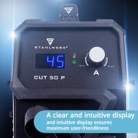 STAHLWERK plasmasnijder CUT 50 P | 45 A inverter plasmasnijder | HF pilootontsteking | digitale display | snijcapaciteit tot 15 mm | slimme koeling