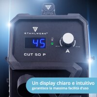 STAHLWERK Taglierina al plasma CUT 50 P | Taglierina al plasma inverter da 45 A | accensione pilota HF | display digitale | capacit&agrave; di taglio fino a 15 mm | raffreddamento intelligente