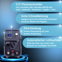 STAHLWERK Plasmaschneider CUT 50 P | 45 A Inverter-Plasmaschneider | HF-Pilotz&uuml;ndung | Digitalanzeige | Schneidleistung bis 15 mm | Smart-K&uuml;hlung