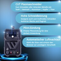 STAHLWERK Plasmaschneider CUT 50 P Digital | 50 A Inverter-Plasmaschneider | HF-Pilotz&uuml;ndung | Digitalanzeige | THC-Schnittstelle f&uuml;r CNC | Schneidleistung bis 20 mm | Plasma Cutter mit 2T/4T-Funktion