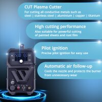 STAHLWERK Plazmov&aacute; řezačka CUT 50 P Digital | 50 A invertorov&aacute; plazmov&aacute; řezačka | HF pilotn&iacute; zapalov&aacute;n&iacute; | digit&aacute;ln&iacute; displej | THC rozhran&iacute; pro CNC | řezn&yacute; v&yacute;kon až 20 mm | plazmov&aacute; řezačka s funkc&iacute; 2T/4T