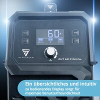 STAHLWERK Plasmaschneider CUT 60 P Digital | 60 A Inverter-Plasmaschneider | HF-Pilotz&uuml;ndung | Digitalanzeige | THC-Schnittstelle f&uuml;r CNC | Schneidleistung bis 20 mm | Plasma Cutter mit 2T/4T-Funktion
