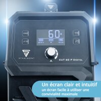 STAHLWERK D&eacute;coupeuse plasma CUT 60 P Digital | D&eacute;coupeuse plasma &agrave; inverseur 60 A | Allumage pilote HF | Affichage num&eacute;rique | Interface THC pour CNC | Capacit&eacute; de coupe jusqu&agrave; 20 mm | D&eacute;coupeuse plasma avec fonction 2T/4T
