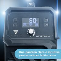 STAHLWERK Cortadora de plasma CUT 60 P Digital | Cortadora de plasma inverter 60 A | Encendido piloto HF | Pantalla digital | Interfaz THC para CNC | Capacidad de corte hasta 20 mm | Cortadora de plasma con funci&oacute;n 2T/4T