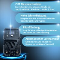 STAHLWERK plasma cutter CUT 60 P Digital | 60 A inverter plasma cutter | HF pilot ignition | digital display | THC interface for CNC | cutting capacity up to 20 mm | plasma cutter with 2T/4T function