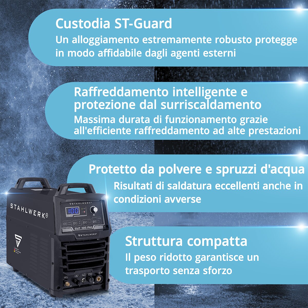Taglierina Al Plasma STAHLWERK CUT 50P – Inverter 45A, Taglio 15 Mm, Accensione Pilot HF, Display Digitale
