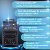 STAHLWERK Taglierina al plasma CUT 100 Pro | Taglierina al plasma ad inverter da 100 A | accensione pilota HF | display digitale | interfaccia THC per CNC | capacità di taglio fino a 44 mm | taglierina al plasma con funzione 2T/4T