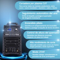 STAHLWERK Cortadora de plasma CUT 100 Pro | Cortadora de plasma inverter 100 A | Encendido piloto HF | Pantalla digital | Interfaz THC para CNC | Capacidad de corte hasta 44 mm | Cortadora de plasma con función 2T/4T