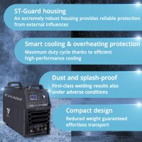 STAHLWERK plasma cutter CUT 100 Pro | 100 A inverter plasma cutter | HF pilot ignition | digital display | THC interface for CNC | cutting capacity up to 44 mm | plasma cutter with 2T/4T function