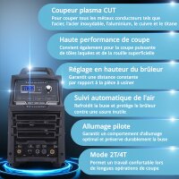 STAHLWERK Découpeur plasma CUT 100 Pro | Découpeur plasma Inverter 100 A | Allumage pilote HF | Affichage numérique | Interface THC pour CNC | Capacité de coupe jusquà 44 mm | Découpeur plasma avec fonction 2T/4T