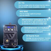 STAHLWERK MTM-200 ST Poste à souder sous protection gazeuse 3 en 1 | Inverseur combiné 200 A pour TIG, MIG/MAG, MMA, FLUX, brasage CuSi3 | Allumage HF | Dévidoir de fil synergique | VRD et Hotstart | Mode 2 temps / 4 temps