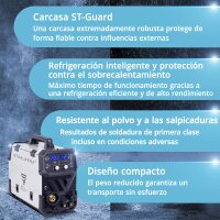 STAHLWERK MTM-200 ST Soldadora de gas 3 en 1 | 200 A combi-inverter para TIG, MIG/MAG, MMA, FLUX, soldadura CuSi3 | ignición HF | alimentación de hilo sinérgica | VRD y arranque en caliente | modo 2 tiempos / 4 tiempos