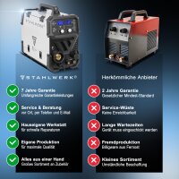 STAHLWERK MTM-200 ST 3-in-1 Schutzgas-Schweißgerät | 200 A Kombi-Inverter für WIG, MIG/MAG, MMA, FLUX, CuSi3-Löten | HF-Zündung | Synergischer Drahtvorschub | VRD und Hotstart | 2-Takt / 4-Takt Modus