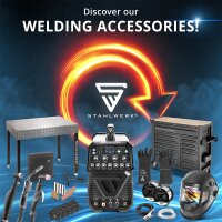 STAHLWERK MTM-200 ST 3-in-1-kaasusuojahitsauskone | 200 A kombi-invertteri TIG-, MIG/MAG-, MMA-, FLUX- ja CuSi3-juottamiseen | HF-sytytys | synerginen langansyöttö | VRD ja kuumakäynnistys | 2-tahti / 4-tahti-tila