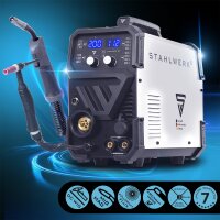 STAHLWERK MTM-200 ST 3-in-1 Schutzgas-Schweißgerät | 200 A Kombi-Inverter für WIG, MIG/MAG, MMA, FLUX, CuSi3-Löten | HF-Zündung | Synergischer Drahtvorschub | VRD und Hotstart | 2-Takt / 4-Takt Modus