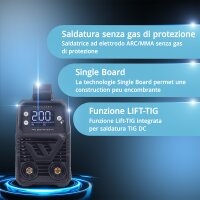 STAHLWERK ARC 200 MD Saldatrice digitale a elettrodo DC MMA / MMA, Lift-TIG | 200 ampere reali | Display digitale con menu | Hotstart, Anti-Stick, ARC-Force, VRD | Raffreddamento intelligente | Tecnologia IGBT