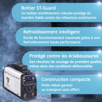 STAHLWERK ARC 200 MD Soudeuse &agrave; &eacute;lectrodes num&eacute;rique DC MMA / E-Hand, Lift-TIG | 200 amp&egrave;res r&eacute;els | &Eacute;cran num&eacute;rique avec menu | Hotstart, Anti-Stick, ARC-Force, VRD | Refroidissement intelligent | Technologie IGBT
