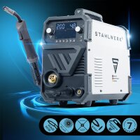 STAHLWERK MIG MAG 200 ST soldador de arco digital | inversor con 200 A, funci&oacute;n de punto, alimentaci&oacute;n de hilo sin&eacute;rgica, FLUX y MMA | funci&oacute;n ARC
