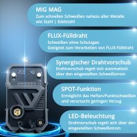 STAHLWERK Schwei&szlig;ger&auml;t MIG MAG 200 ST Digital Schutzgas-Schwei&szlig;ger&auml;t | Inverter mit 200 A, Spot-Funktion, synergischem Drahtvorschub, FLUX und MMA | ARC Funktion