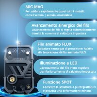 STAHLWERK MIG MAG 200 ST saldatrice ad arco digitale | inverter con 200 A, funzione spot, alimentazione filo sinergica, FLUX e MMA | funzione ARC